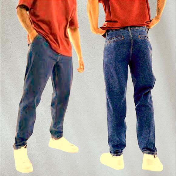 ASOS Design Double Pleats Tapered Leg Dark Blue Washed Jeans Men Size W31 - Picture 2 of 13